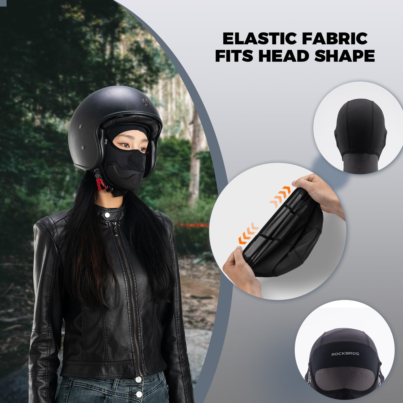 ROCKBROS Pasamontañas Verano para Hombre, Máscara Facial Moto Bajo Casco Protector Transpirable Cubre Cabeza Protección Solar Multifunción para Ciclismo Senderismo Exrterior