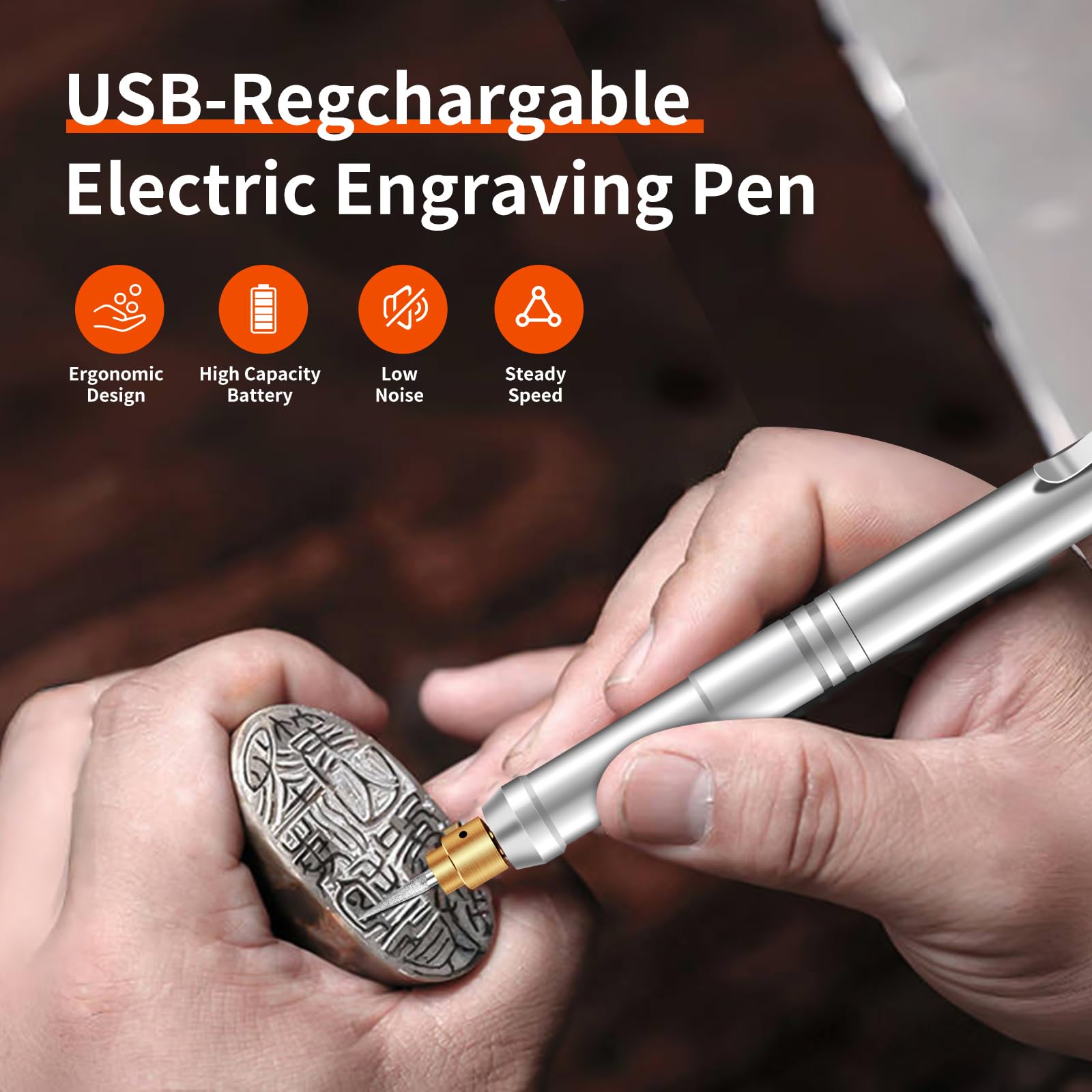 BAIQI Electric Micro Engraving Pen Set,USB Chargeable Cordless Rotary Tools,37000 PRM and Low Noise,40 Pcs Accessories for Wood Stone Jewelry Ceramic Glass Metal Engraving Driling Cutting