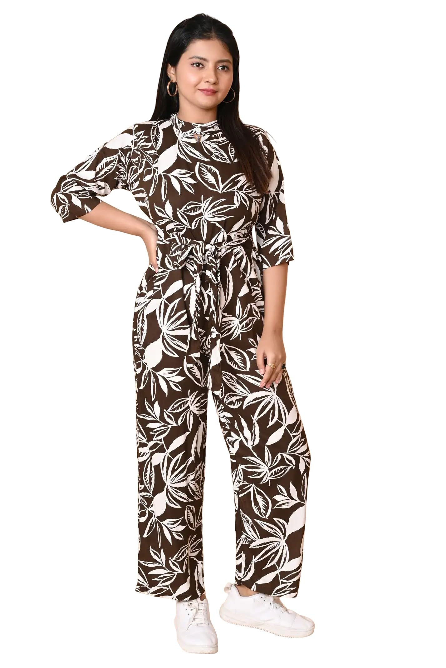Women's Printed Cotton Jumpsuit | Casual Regular Fit One Piece Outfit | Soft Breathable Daily Wear Fashion Jumpsuit for Women-image-3