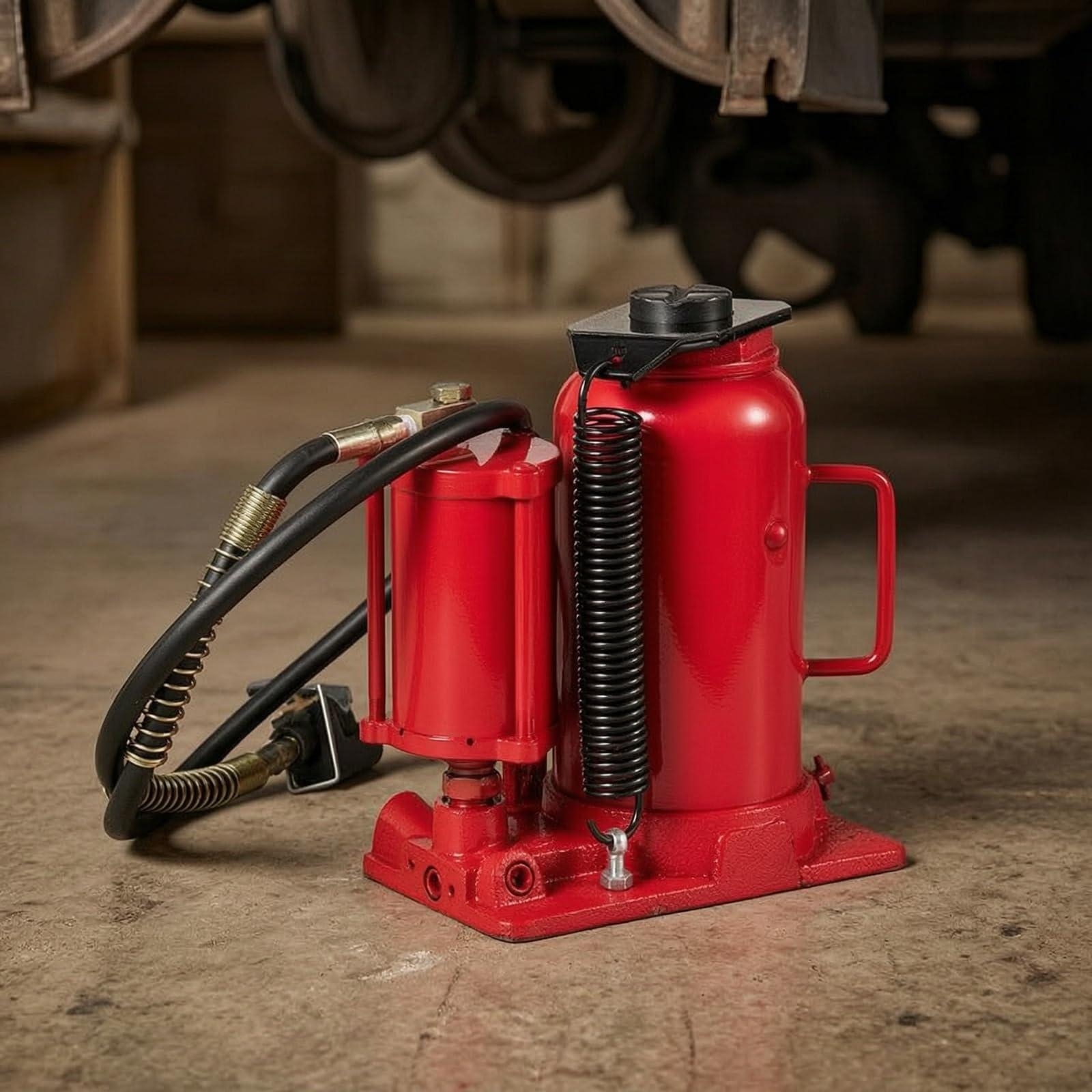 Idraulico Pneumatico Manuale Martinetto Idraulico da 12 Tonnellate Compatto Bottiglia con Tubo Dell'pneumatico per Officina