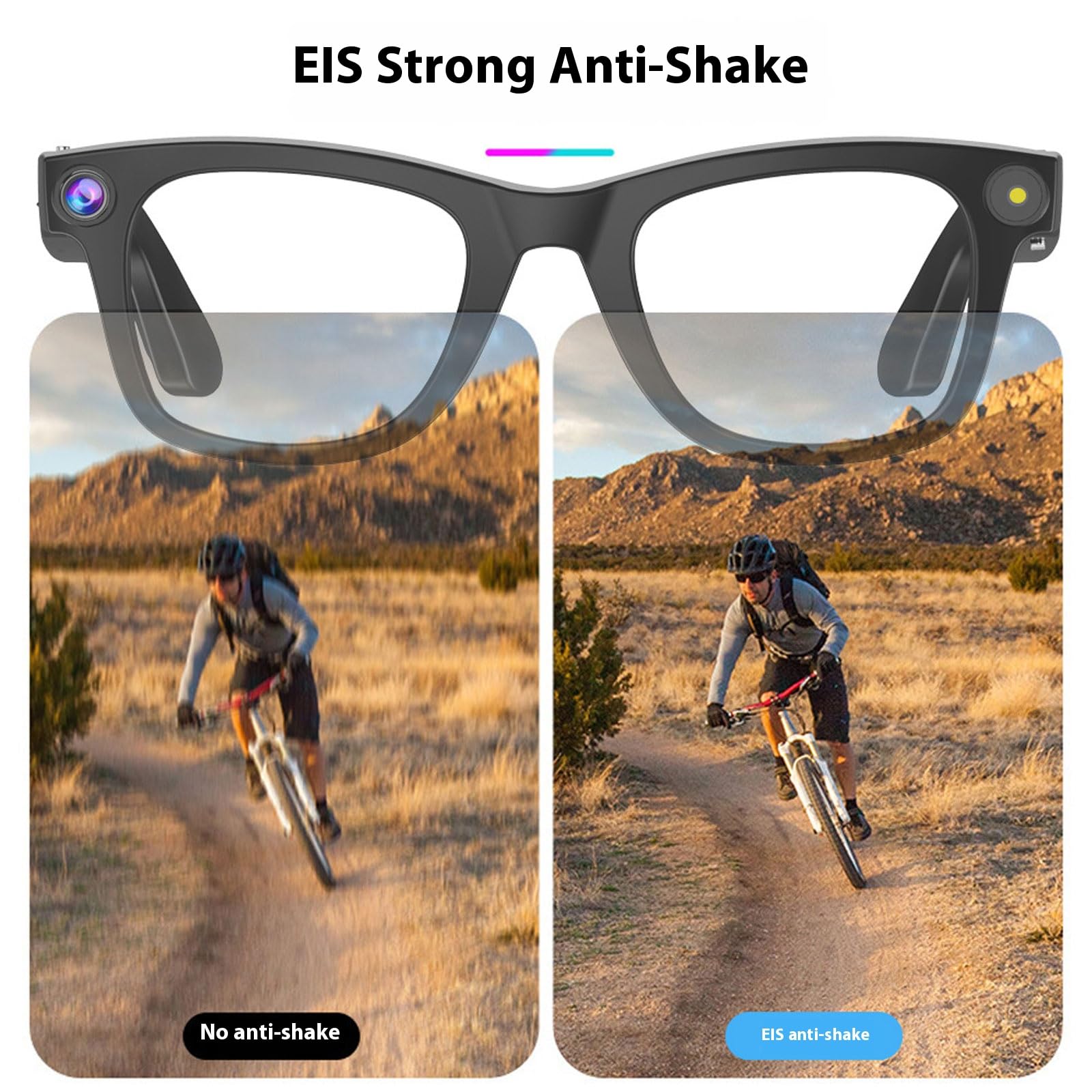 Generico Occhiali intelligenti con fotocamera, occhiali con fotocamera 4k per uomo/donna, occhiali intelligenti AI con registrazione audio e video e traduttore di lingue