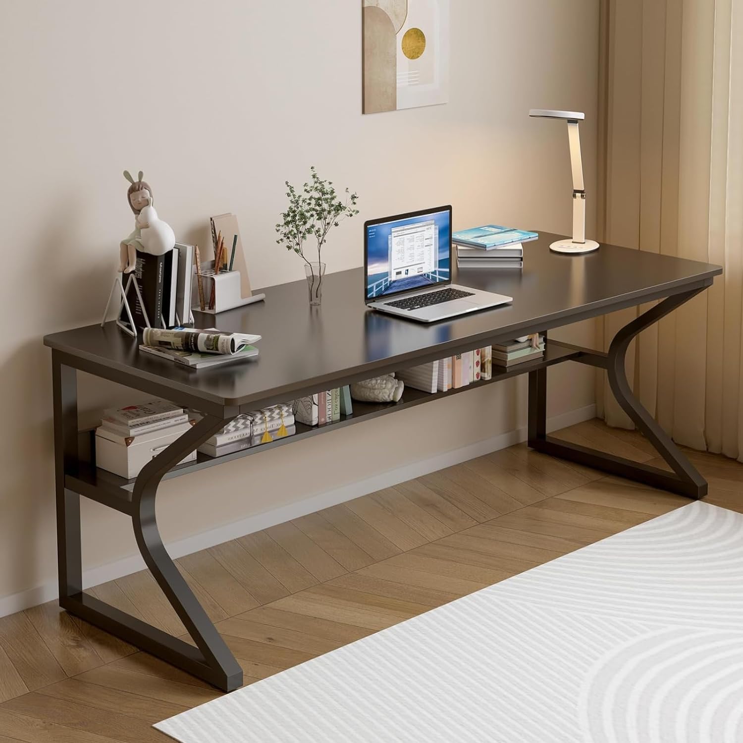 TEKAVO Kynes Computer Table for Home Pc | Office Table for Home with Lower Shelf, Laptop Table, Work Table, Study Table, Modern Workstation | Black Wood, Metal, (120 Cm x 60 Cm x 75 Cm) - DIY