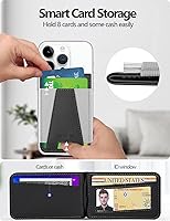 Vista 2 de HiWe Eiffel-Tower Magsafe - Cartera magnética con soporte ajustable, soporte para iPhone 16/16 Pro/serie 15/14/13/12, ventana de identificación