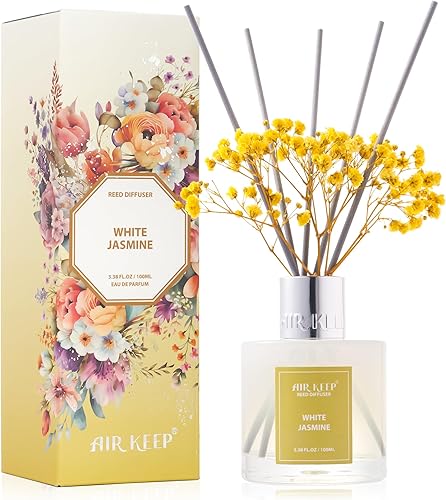 Miniatura 26 de Airkeep Difusor de varillas de 3.38 onzas (3.4 fl oz), juego de difusor de varillas perfumadas de lino limpio y vainilla de cachemira, difusor de