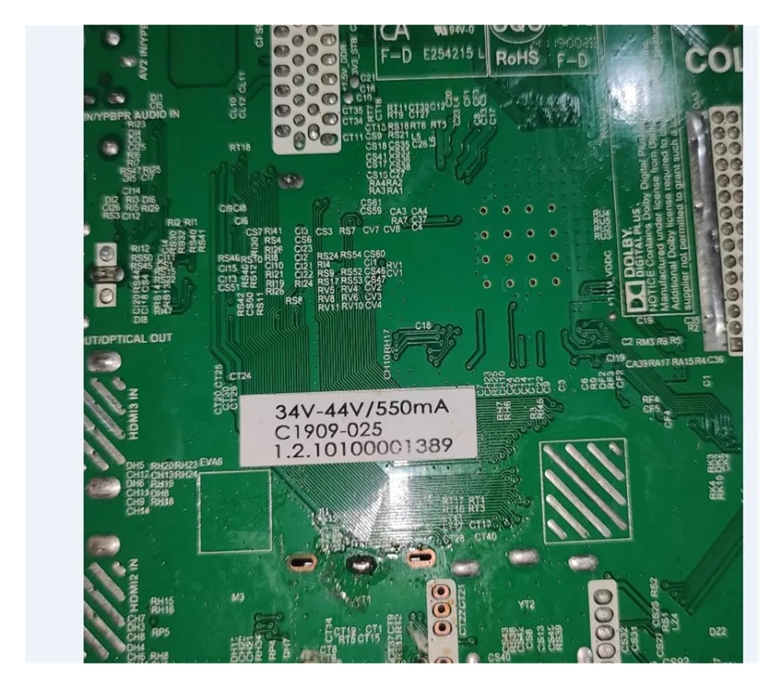 TP.MS3663S.PB818, Compatible con LCD, Compatible con LED, Placa Base For TV Tres En Uno. Voltaje De Retroiluminación: 34-44 V, 550 MA, 1366 X 768.(1T NO SD 1CI)