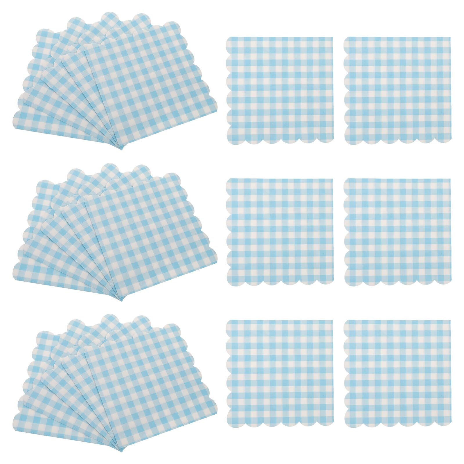 Serviettes en papier pour anniversaire et mariage lot de 100 jetables bleues à carreaux