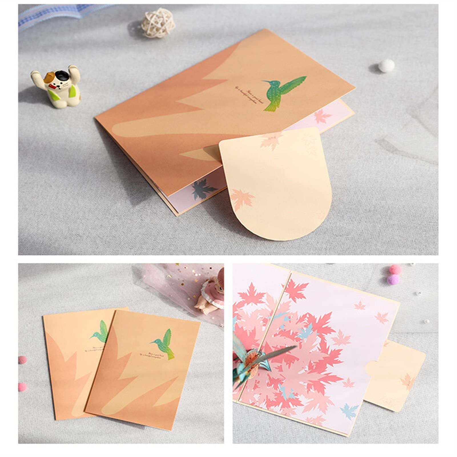 Grußkarte Grußkarte 3D Pop- up Kolibri Vogel Gruß Denken an Sie Karte für Geburtstag Vatertag Muttertag Hochzeit Umschlag Geburtstagskarten Geburtstagskarte (Quantity : 4 pc)