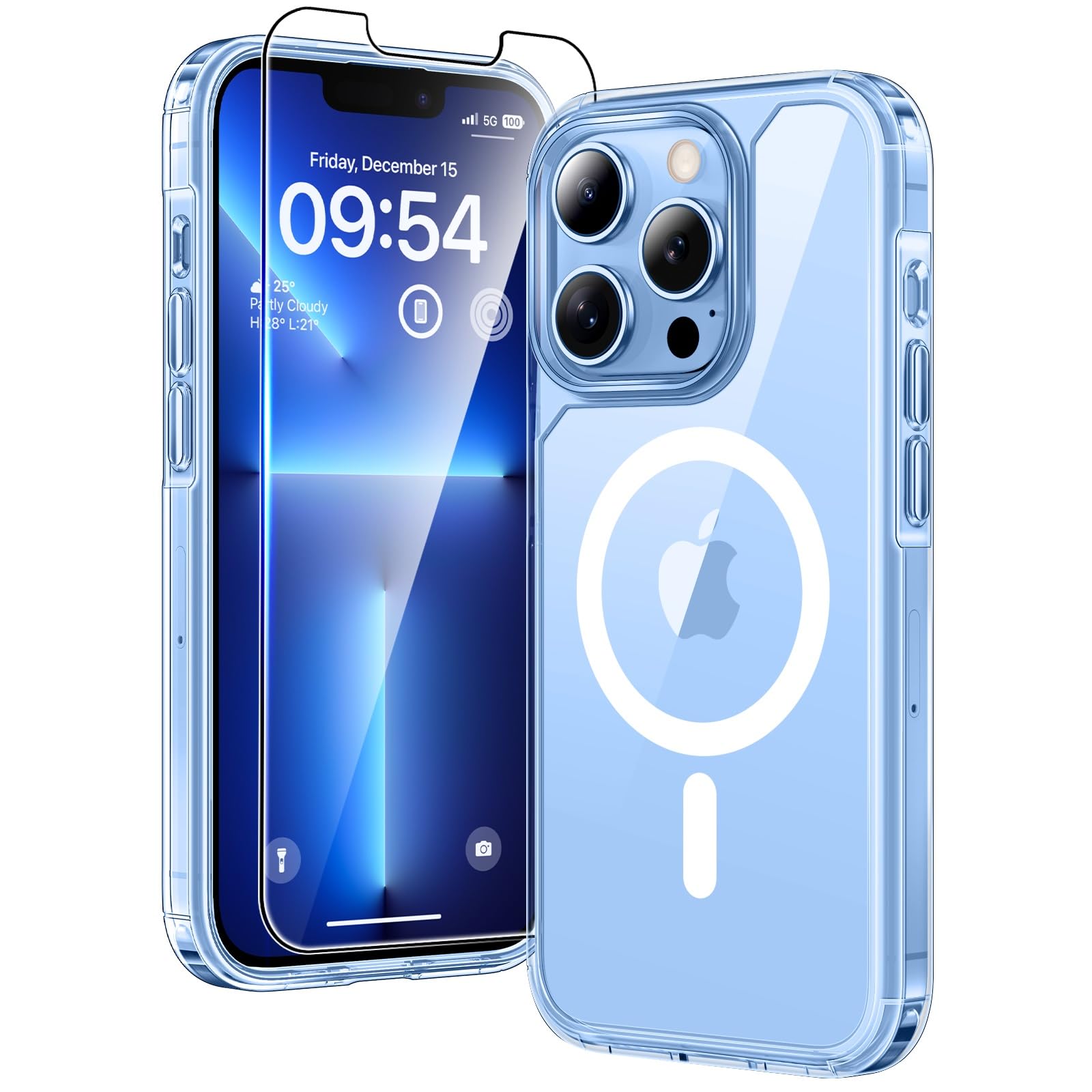 TAURI Funda para iPhone 13/iPhone 14, Compatible con MagSafe [No amarillea] con Vidrio Templado, Carcasa Nueva para iPhone 13/iPhone 14,Funda Ultra Fina antichoque - Transparente — view 166