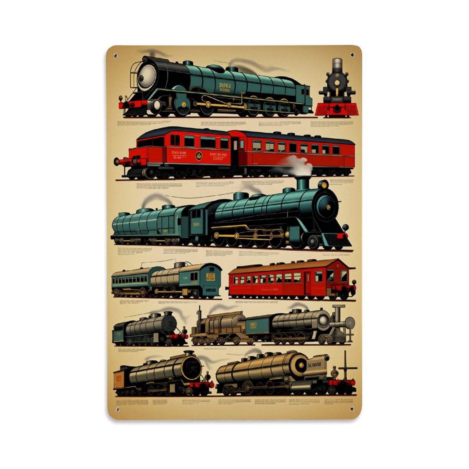 Lzwbntey Vintage Train Collection Poster Metal Tin Sign Retro Wall Decor For Home Bar Garage Cafe, Indoor & Outdoor Decorative Metal Poster, 8X12 Inch