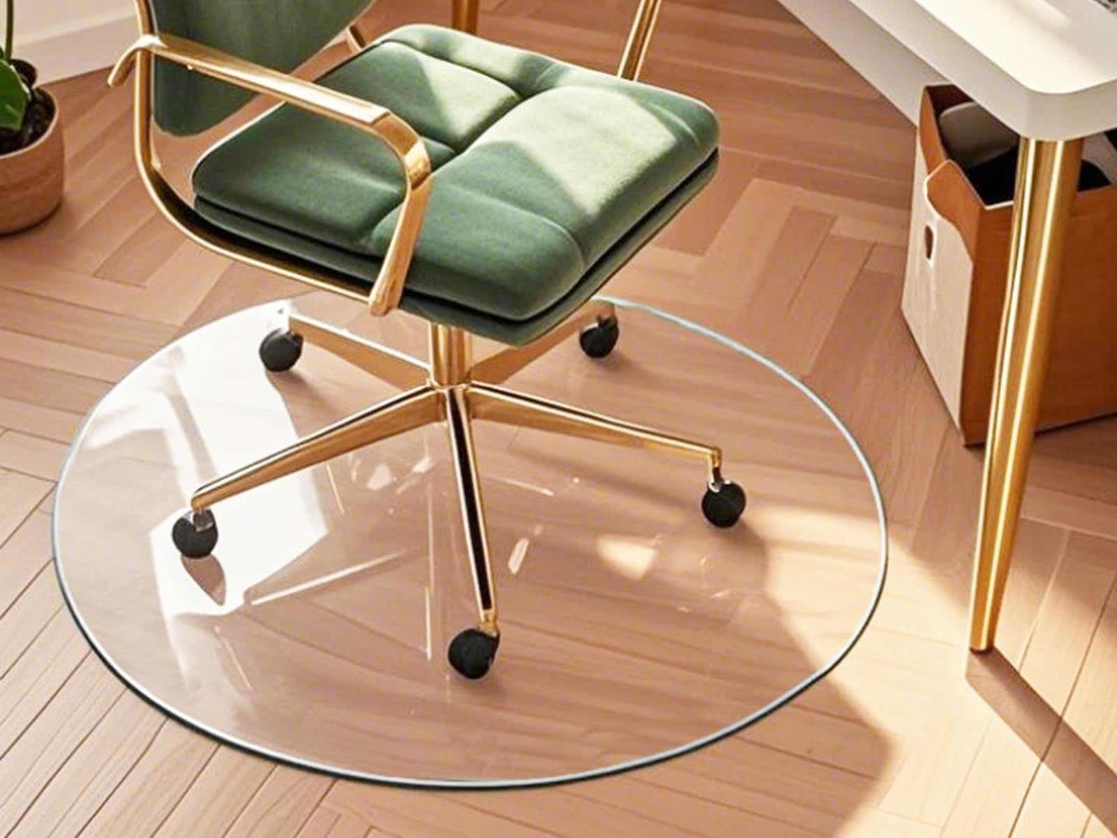 ZAQYCM Tapis Sol Vinyle Bureau Grand Tapis De Chaise De Bureau Rond, 200 180 160 140 120 100 90 80 70 60 CM, Tapis De Sol Transparent pour Chaise Roulante D'ordinateur Taille sur Mesure(100cm)