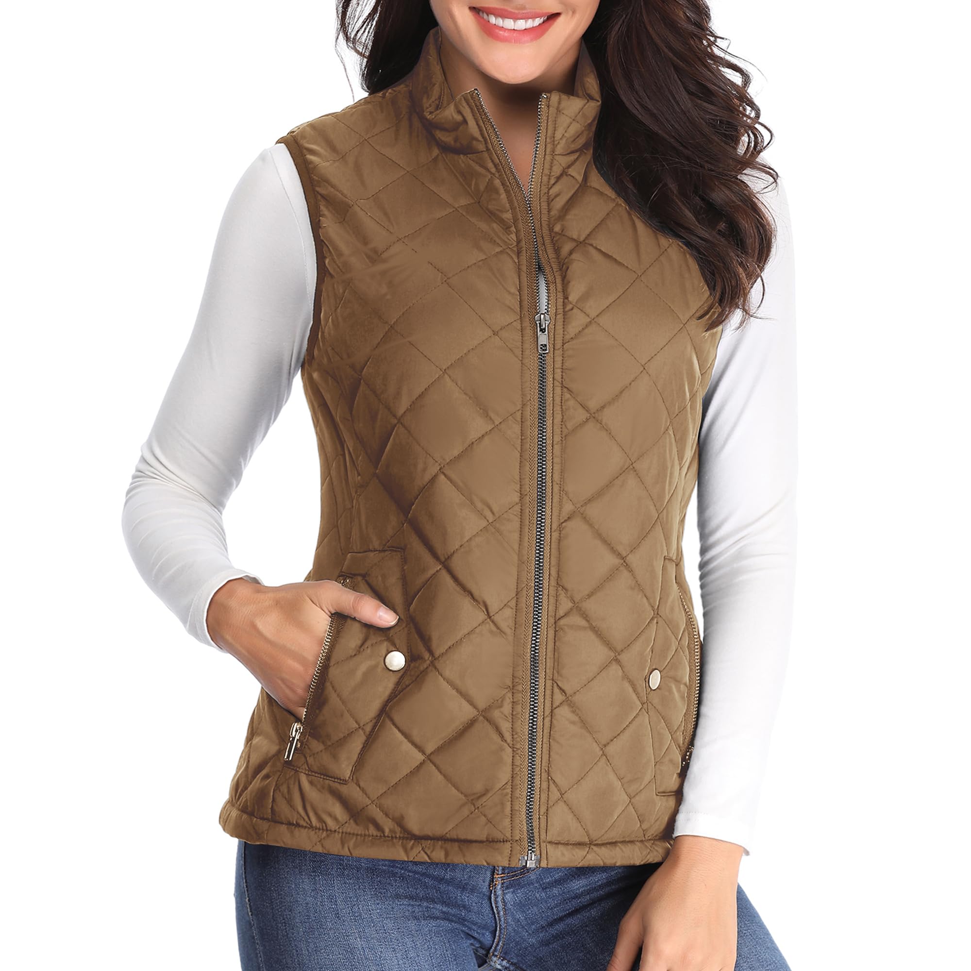 MISS MOLY Doudoune sans Manche Gilet Ultra Légère Veste Manteau Parka Blouson Zippée Hiver pour Femme
