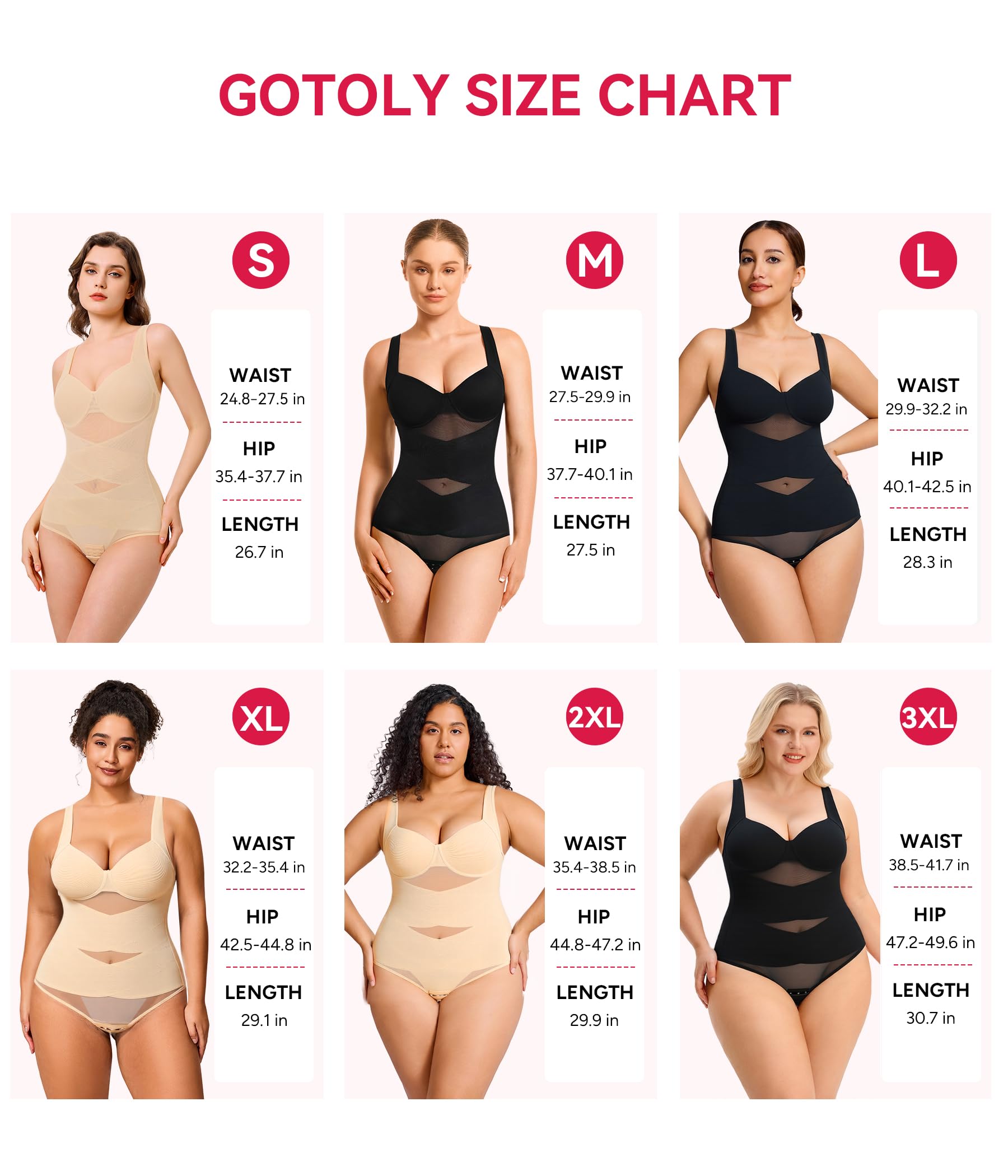 Gotoly Body gainant pour femme avec soutien-gorge intégré