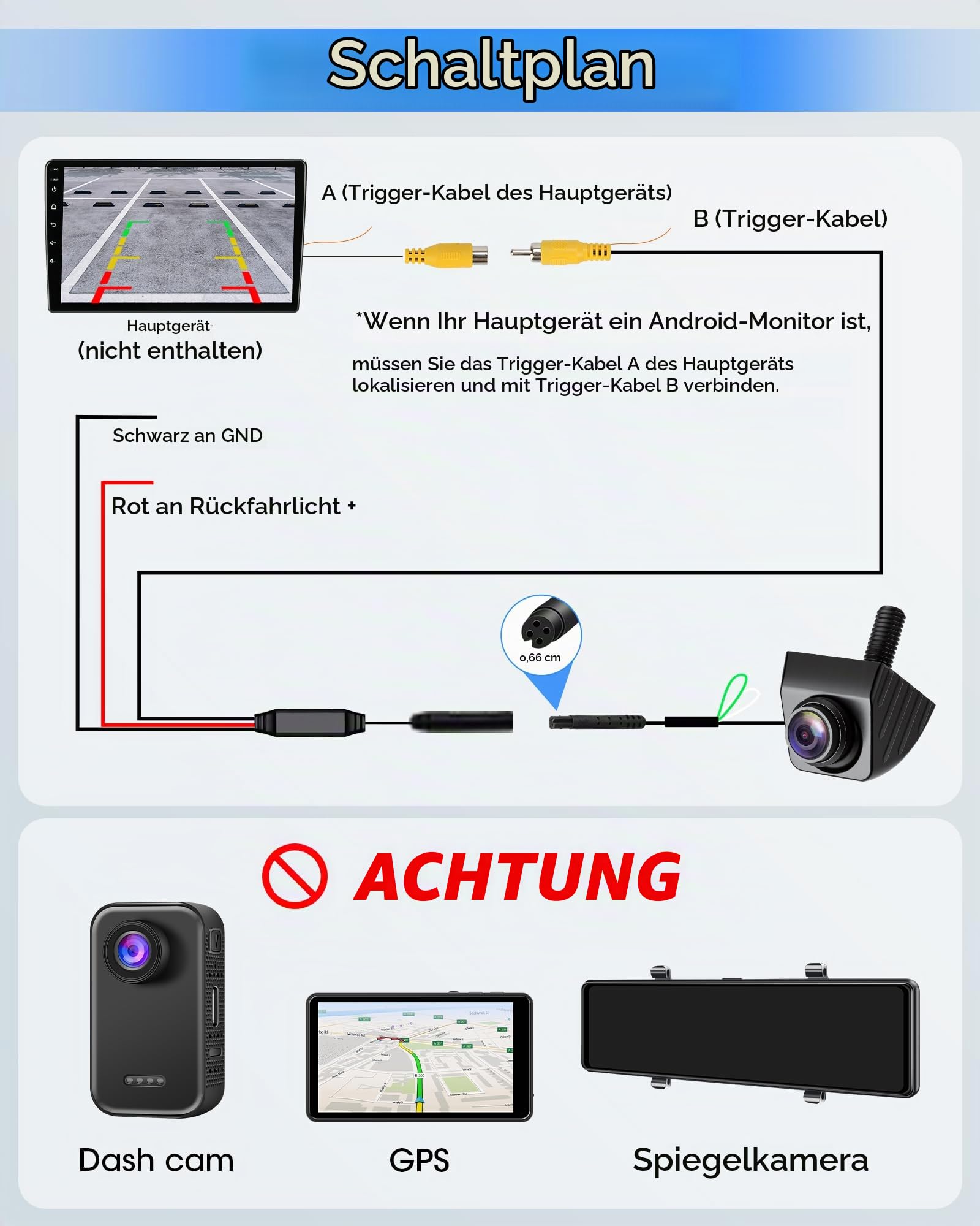 AHD 1080P Rückfahrkamera Auto 180° Weitwinkel 360° Drehbar Metallgehäuse