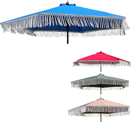 Formosa Covers Toldo de repuesto para paraguas de 9 pies y 8 varillas solo con borla, cenefa bohemia de lujo para decoración al aire libre,
