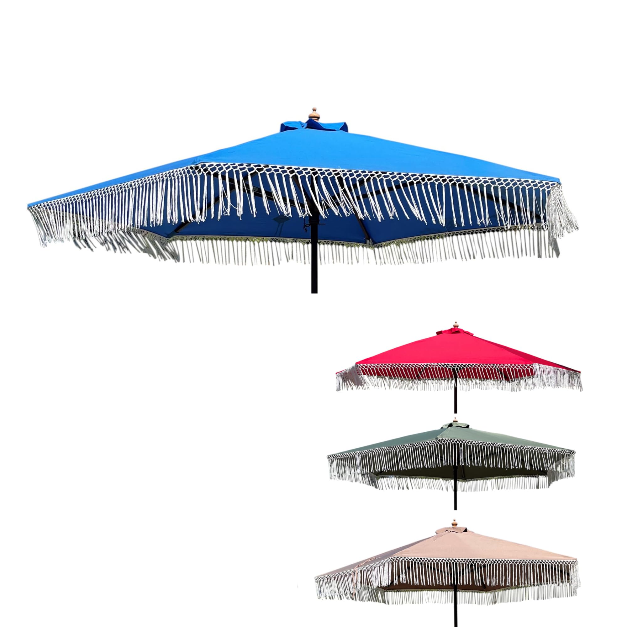 FORMOSA 9ft 6 Rib Market Coastal Patio Umbrella Replacement Canopy - 300D UV Protective and Water Resistant Patio Fabric Cloth - Umbrella Replacement
