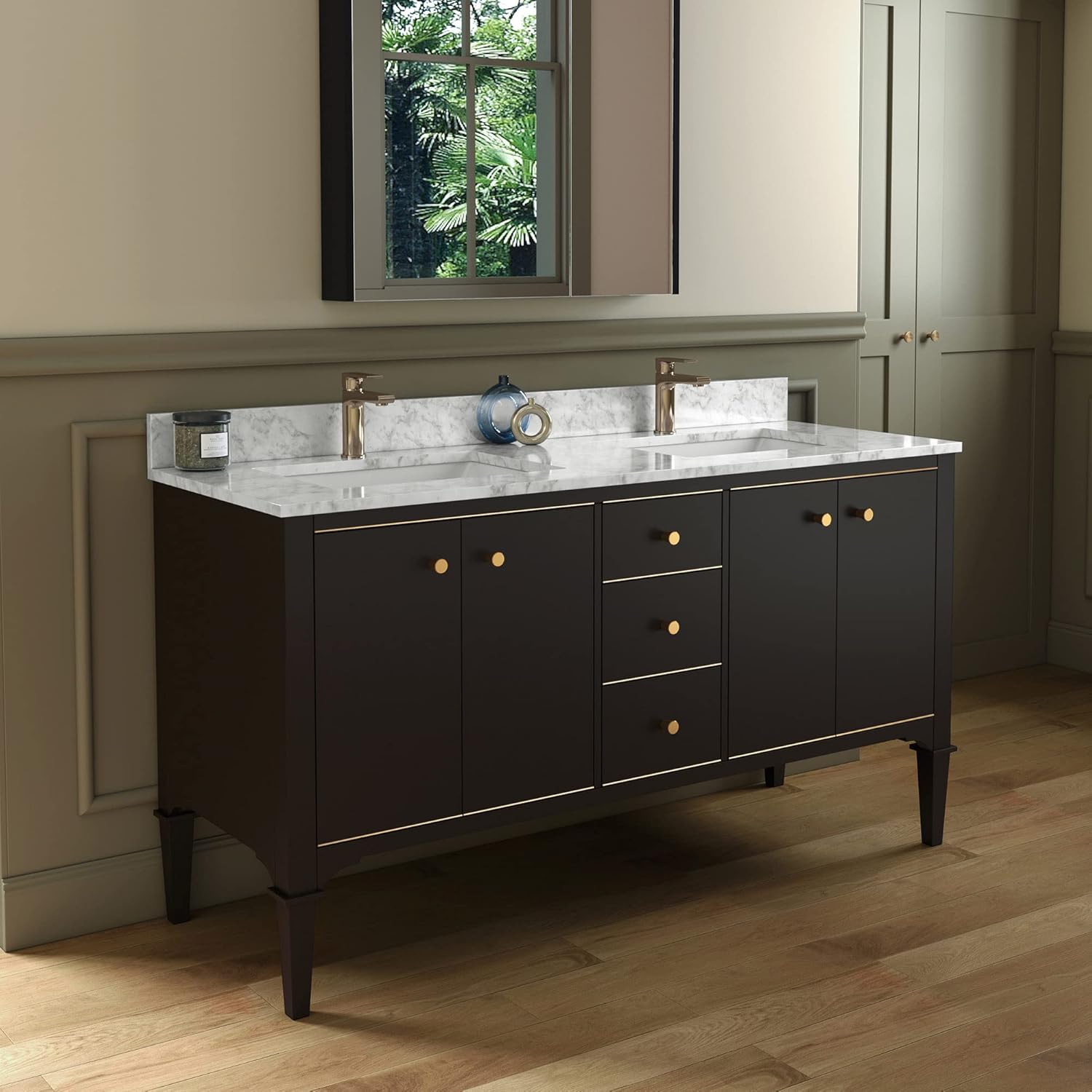 WOODBRIDGE Roma-6021D-Espresso+ CAVT6122D-1 Vanity with top, 61"x22", Espresso