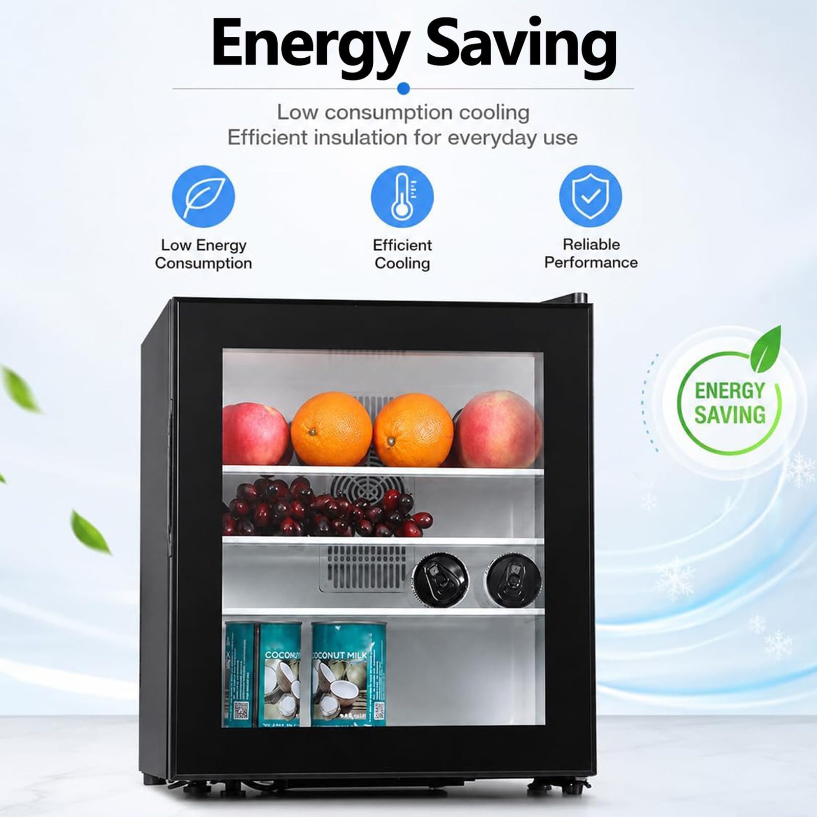 Congélateur Vertical 55W Serrure, congélateur Compact Une Porte 30L | Acier inoxydable, 28 db, plage température 8-15 °c ; mini-réfrigérateur comptoir pour chambre d'étudiant ou appartement.