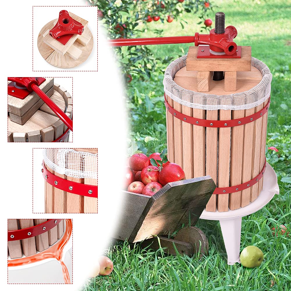 Aufun Presse à Fruits Presse à vin Presse à jus Presse à purée + Moulin à Fruits Hachoir à Fruits Manuel avec manivelle, pour Moulin à Raisins (18L Presse à Fruits + 7L Moulin à Fruits)