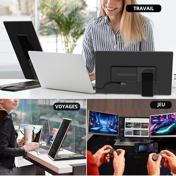 Double Ecran PC Portable 15,6" FHD 1080P IPS Multi Triple Ecran PC Portable Moniteur Portable Monitor Extension Ecran pour 13,3-17" Ordinateur Portable Compatible avec Windows Chrome - 5