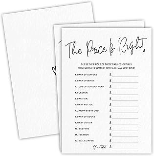 Minimalism White Baby Shower Game Set - The Price Is Right - 30 Double-Sided Fill In Style Game Cards - Gender Reveal Party & Activity,Baby Shower Party Favors & Decorations (A04）