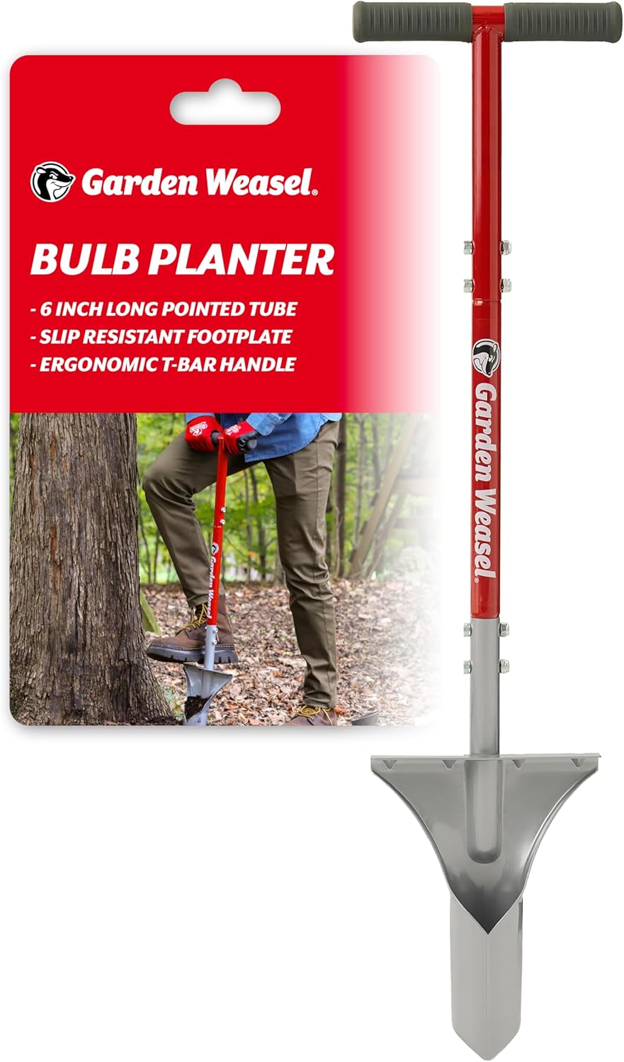 GARDEN WEASEL Bulb Planter Tool – Manual Bulb Planting Tool and Sod Cutter for Tulips, Daffodils, and Perennials – Ergonomic Footplate and Carbon Steel Design Latest Model 91350-3