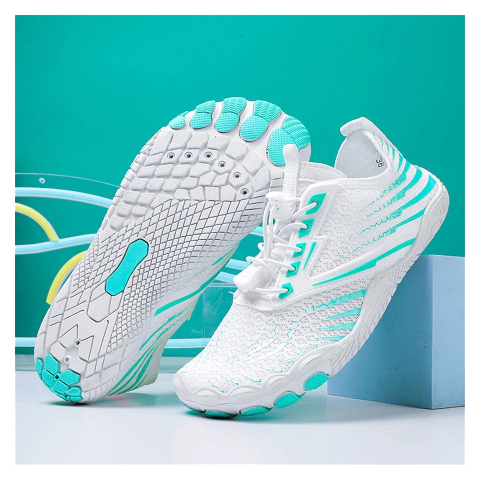 Scarpe da Acqua, Scarpe da Pesca, Scarpe Antiscivolo for Il tracciamento del Fiume, Scarpe da Spiaggia for Il Tempo Libero a Cinque Dita, for Campeggio e Yoga(Green,45)