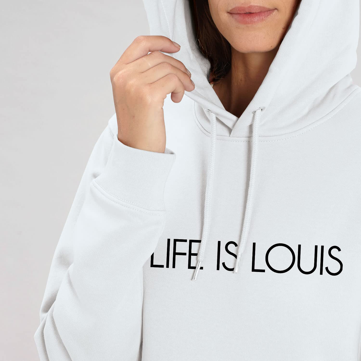 Damska bluza z kapturem Cruiser – Life is Louis – sportowy styl uliczny z długim rękawem bluza z kapturem z bawełny organicznej na jesień i zimę, biały, S