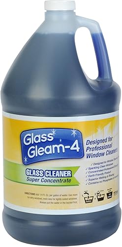 Glass Gleam 4 - Limpiador de vidrio y ventanas - altamente concentrado - 1 galón hace 512 galones de producto RTU