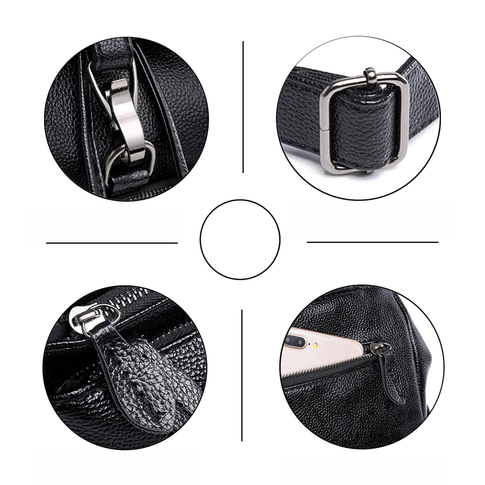 Damen Rucksack PU Leder Elegant Wasserdicht Anti-Diebstahl Große Kapazität für Freizeit Arbeit Schule Reise Schwarz