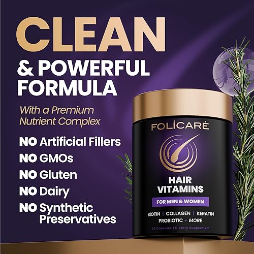 Miniatura 6 de Suplemento biotina para el crecimiento del cabello con colágeno, queratina y probióticos  Apoyo al crecimiento del cabello, suplemento de piel y