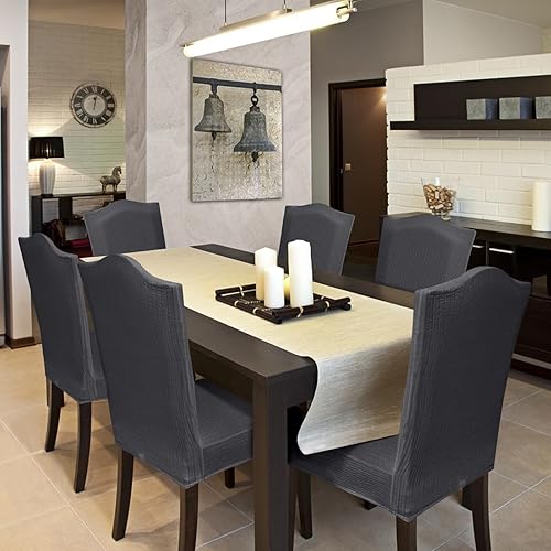 Miniatura 84 de Juego de 6 fundas elásticas para sillas de comedor, extraíbles y lavables, para sillas de comedor, hotel, ceremonia