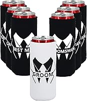 Vista 13 de LADY & HOME - Juego de 7 enfriadores de latas para novios y padrinos de boda, propuesta de padrinos de boda, regalos para despedida de soltero