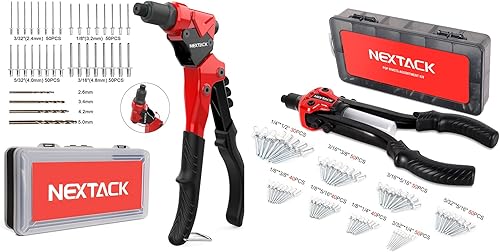 Pistola de remache profesional de doble mano y cabeza giratoria de una sola mano Kit de herramientas de remache de bricolaje