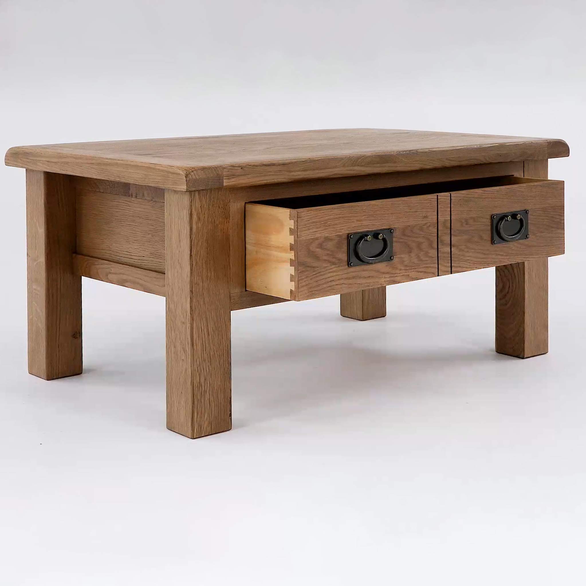 RoselandFurniture Zelah Oak Coffee Table with Drawers Rustic Solid