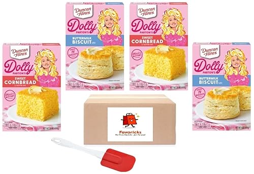 Duncan Hines Dolly Parton - Juego de mezcla de galletas de suero de leche y pan de maíz dulce más espátula de silicona empaquetada por Favoricks