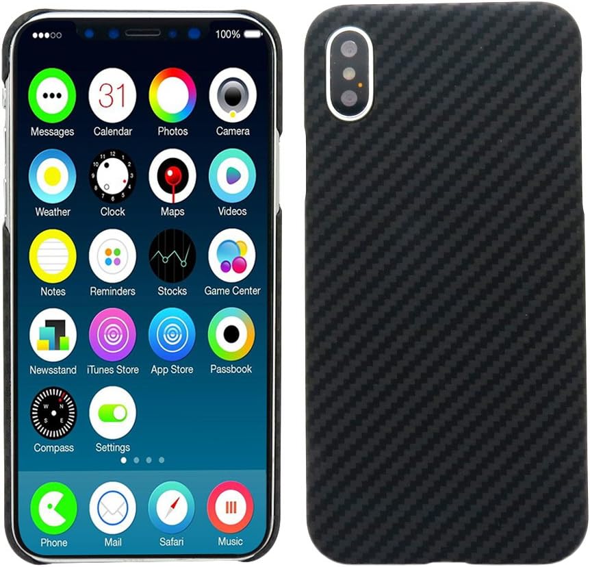 iPhone X Kevlar Fiber Case, Ultra Thin (0.7mm) Real Aramid Fiber (Real Body Armor Material) Carbon Fiber Pattern Protective Case Cover for Apple iPhone X/iPhone 10 (Matte Black)