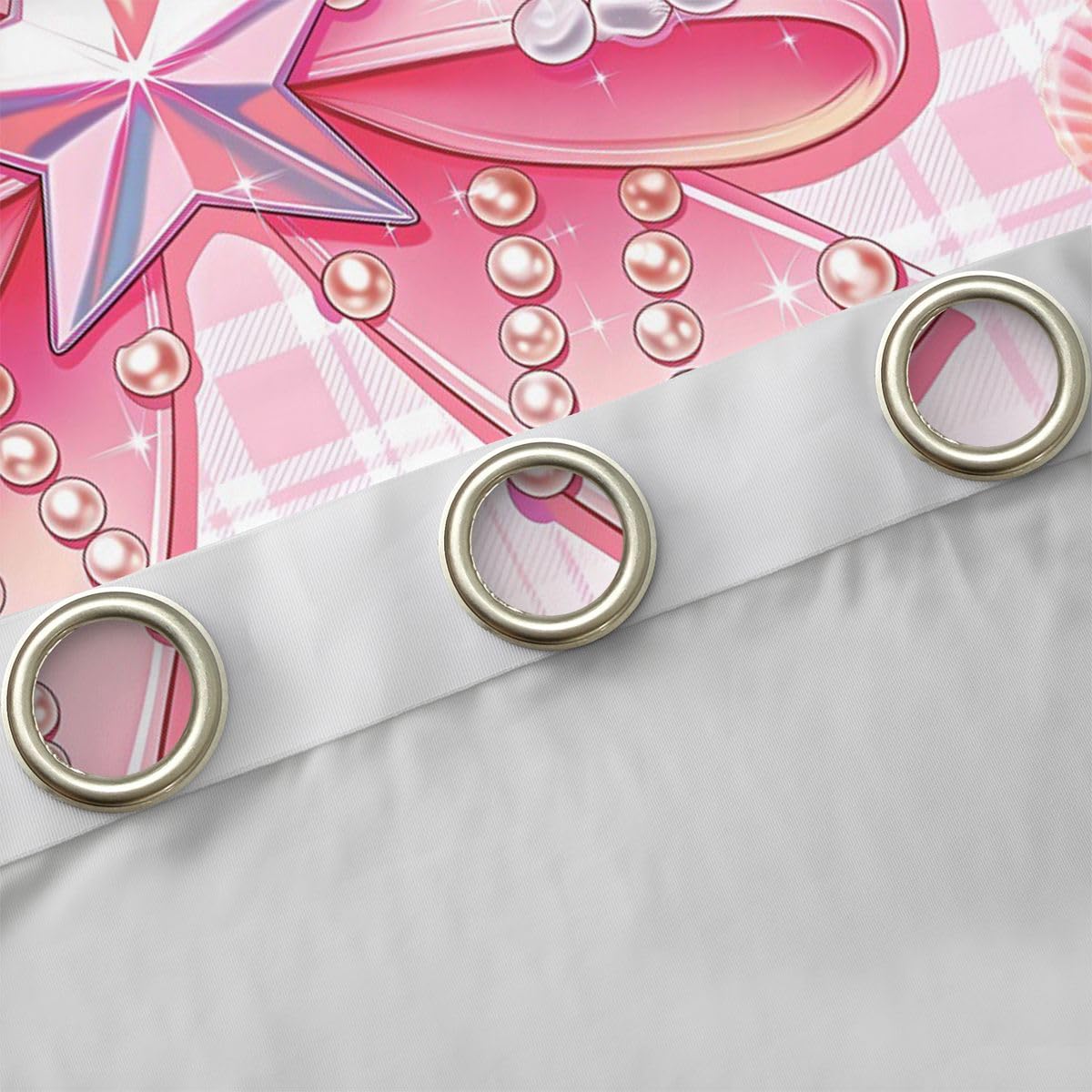 Homemissing Tende oscuranti con fiocco rosa per camera da letto e soggiorno, tende oscuranti con stelle marine e spiaggia, 2 pannelli (larghezza x lunghezza) 167,6 x 228,6 cm (larghezza x lunghezza