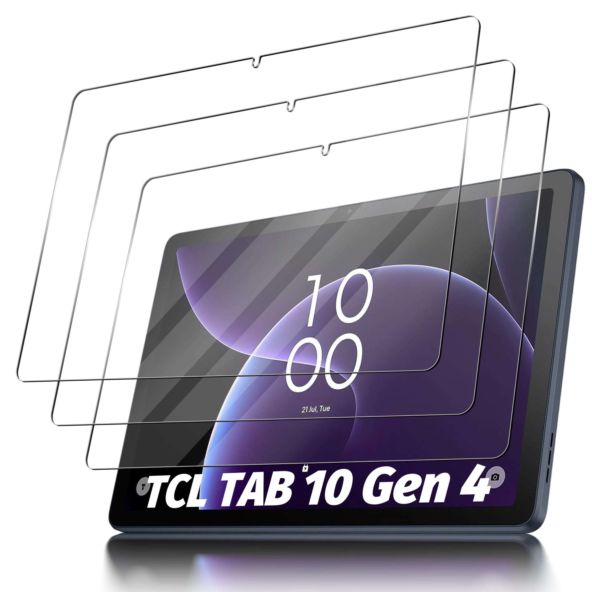 Orzero (3 Pack Tempered Glass Screen Protector Compatible for TCL TAB 10 Gen 4 10.1 inch, Protector De Pantalla 9H High Definition Anti-Scratch Bubble-Free