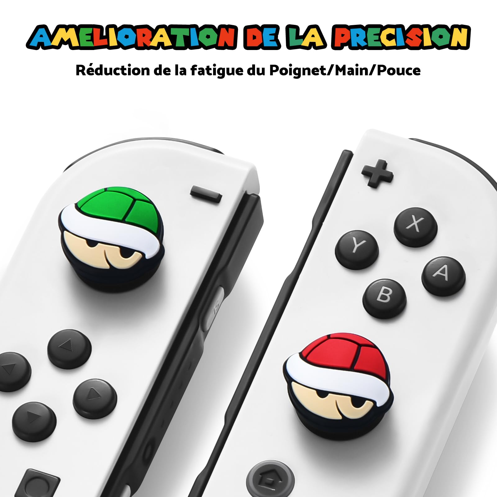 Capuchon pour Joystick Switch Compatible avec Manette Switch/OLED/Lite Accessoires, Capuchon Mignon de Protection Joystick en Silicone, 4 Pièces - Vert & Rouge