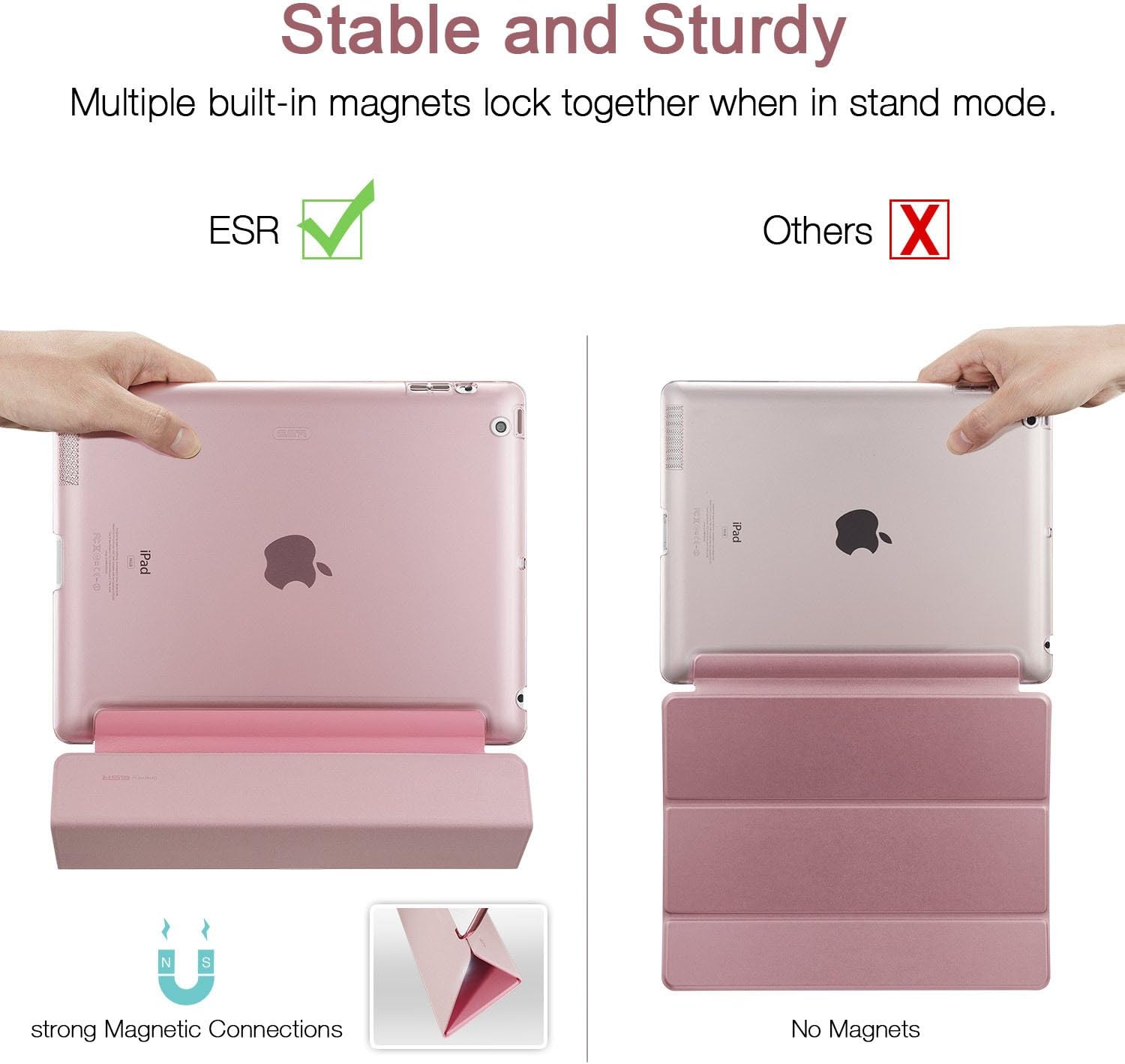 iPad 2 3 4 Case, ESR Smart Case Cover [Synthetic Leather] Translucent Frosted Back Magnetic Cover with Auto Sleep/Wake Function [Light Weight] (Sweet Pink)