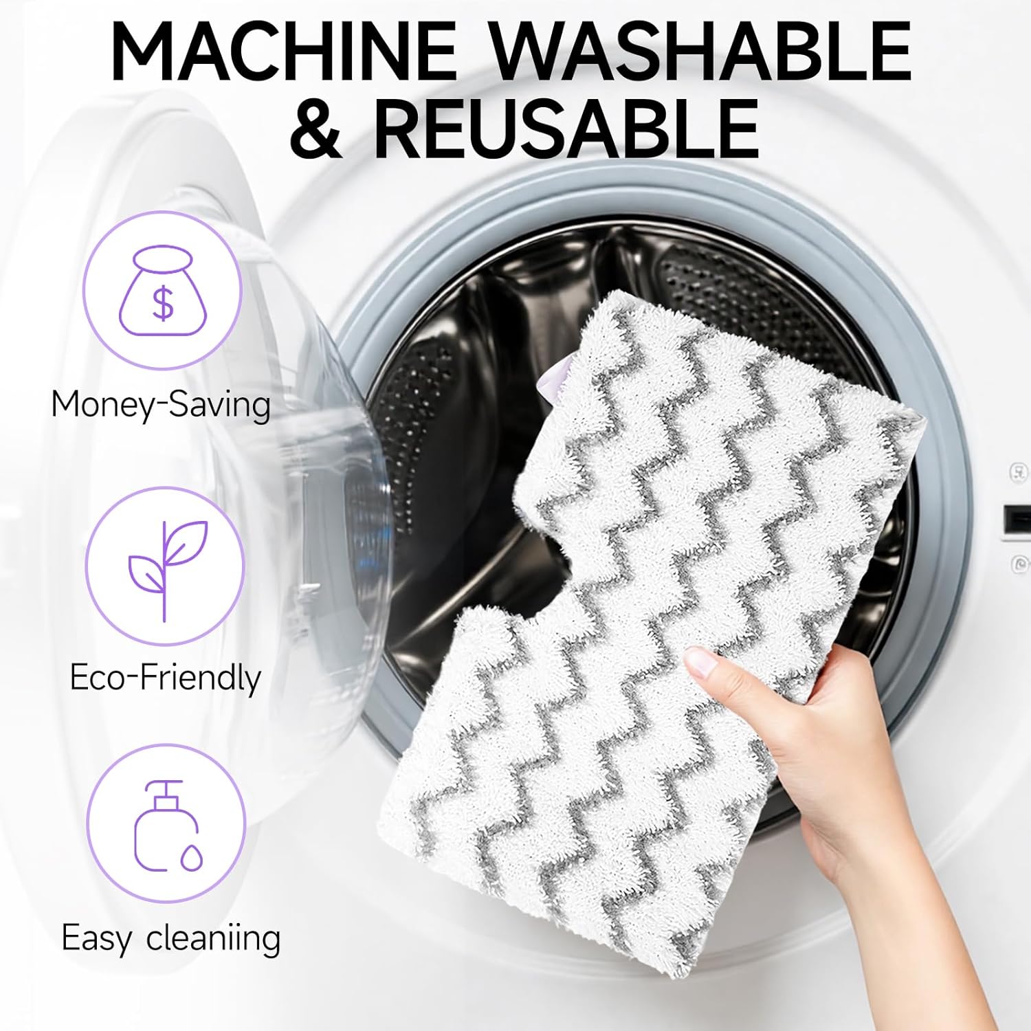 Steam Mop Replacement Pads for Shark S3500 Series S3501 S3601 S3550 S3801 S3901 SE450 S3601D S3901D S2901 S2902 Microfiber Steam Pocket Mop Pads Washable, 4 Pack