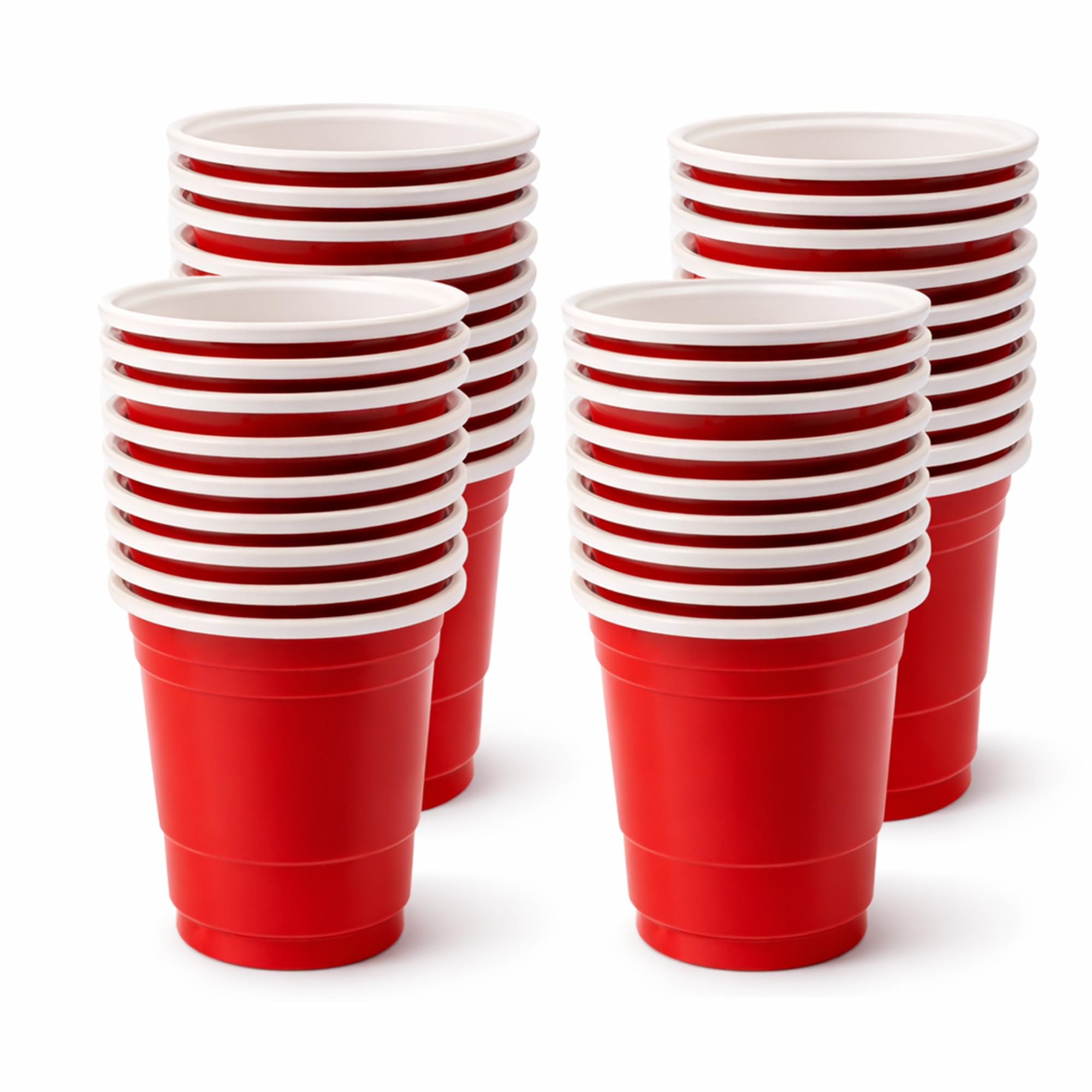 Navoys 40 Red Shot Cups 60ml (2oz) | Mini Plastic Party Shot Glasses, Reusable & Disposable Strong Stacking Cups for Beer Pong, Parties, Events & Tastings