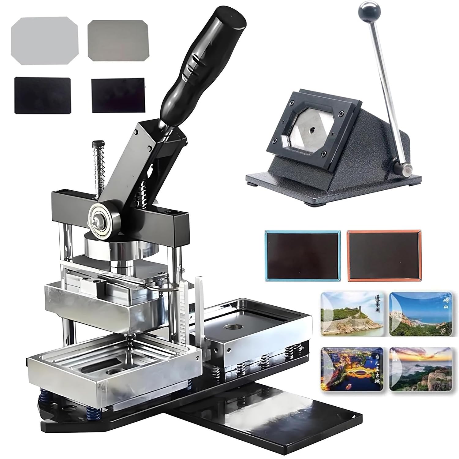 Kühlschrankmagnet-Maschine DIY Foto-Kühlschrankmagnet-Set mit Pressmaschine und Papierschneider, inklusive 150 Teilen Material für individuelle Metallabzeichen, Teamab