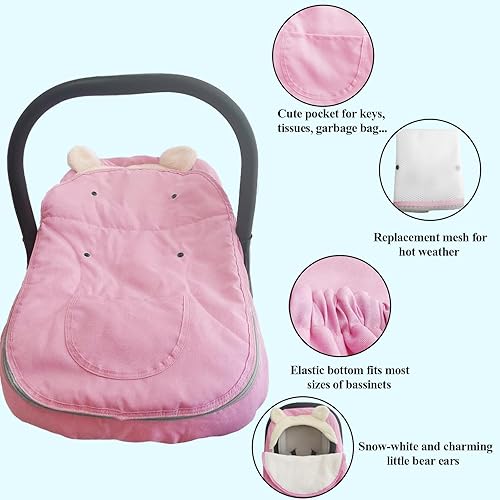 Miniatura 4 de Fundas de invierno para asiento de automóvil para bebé, 2 en 1, cubierta de invierno para cochecito de bebé, cubierta de toldos con cremallera, tela