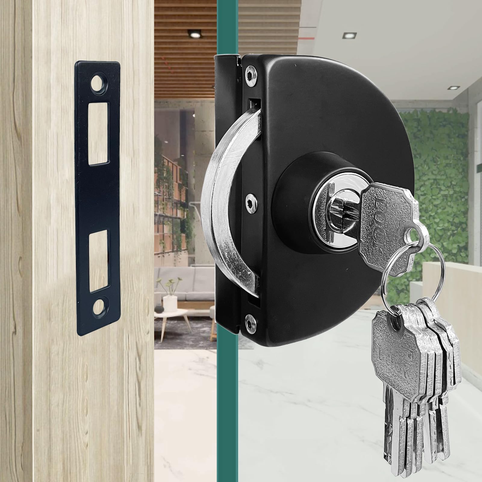 Hug Lock Frameless Door Security Sliding Glass Door Security Lock - Floor ...