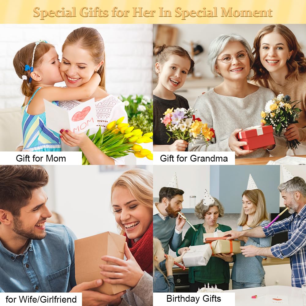 Watches Sets for Women, Rose Gold Watch Set Necklace Earring Bracelet 4 Pieces Jewelry Set for Mom Wife Girlfriend