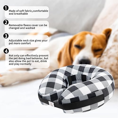 Miniatura 2 de CuteBone Collar inflable para perro con fundas de forro polar suave extraíbles para perros y gatos pequeños, medianos y grandes, después de la