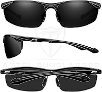 Vista 3 de ATTCL Gafas de sol polarizadas con protección UV para hombre, marco de metal Al-Mg, color verde claro