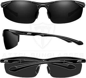 ATTCL Polarized UV Protection Sports Fishing Driving Sunglasses for Men Al-Mg Metal Frame Ultra Light Green