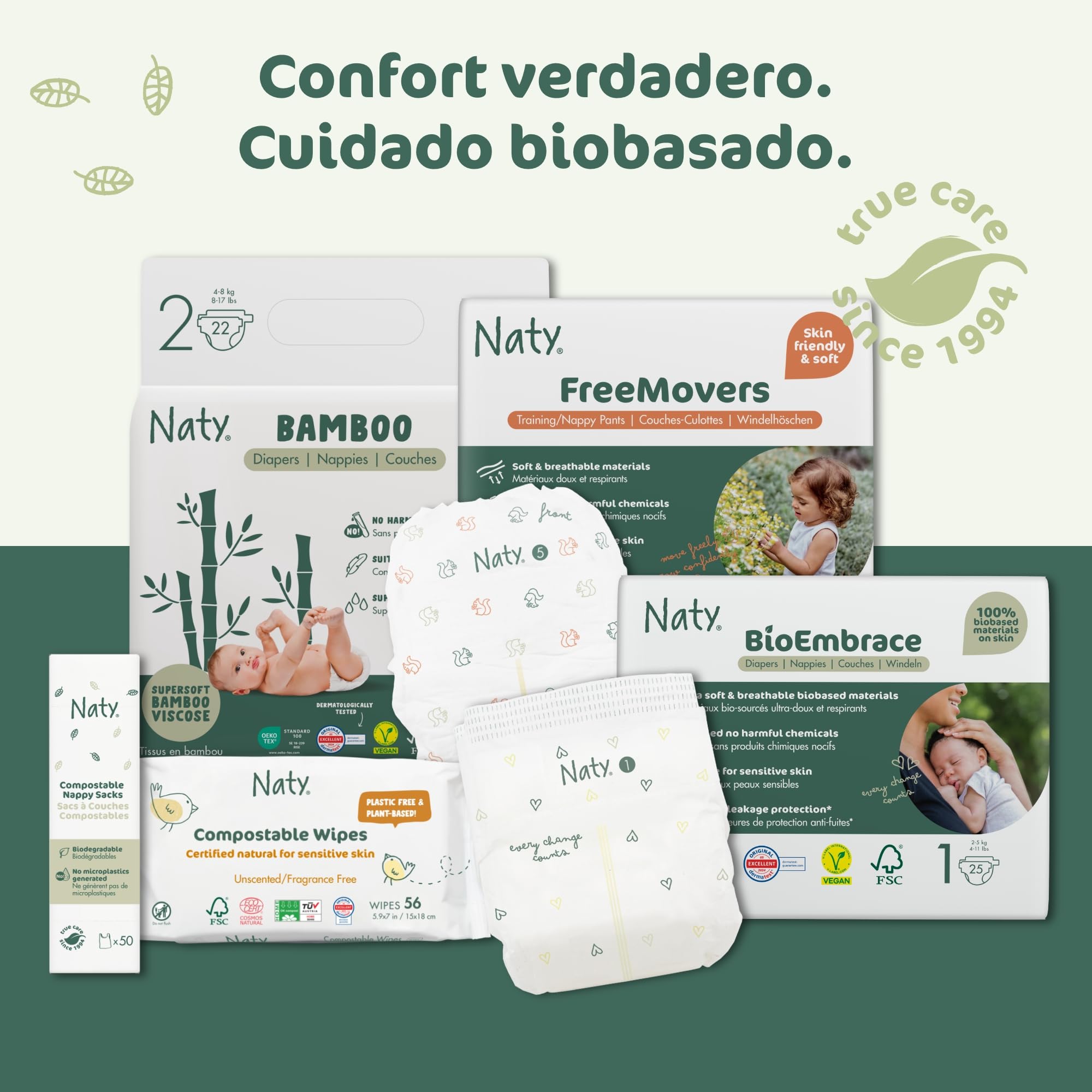 Naty Toallitas húmedas para WC | 98% Agua, Hipoalergénicas y Naturales para Piel Sensible | Sin Perfume, de Origen Vegetal | Suaves para Recién Nacidos y Bebés | 672 unidades (12 paquetes)